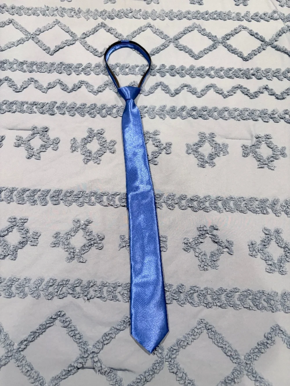 Men’s Royal Blue Satin Pre-Tied Zipper Necktie Adjustable Formal Tie